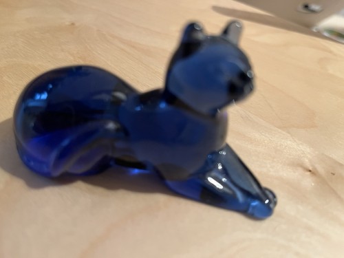 Cobalt blue cat kitty figurine - cobalt,