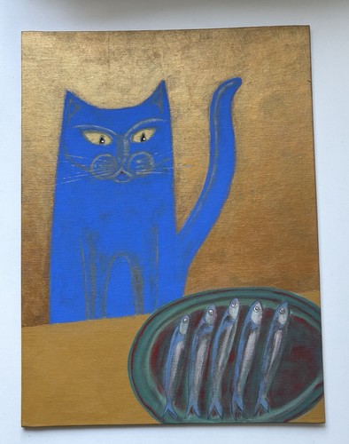 Original gemälde blaue katze - gemälde, "blaue